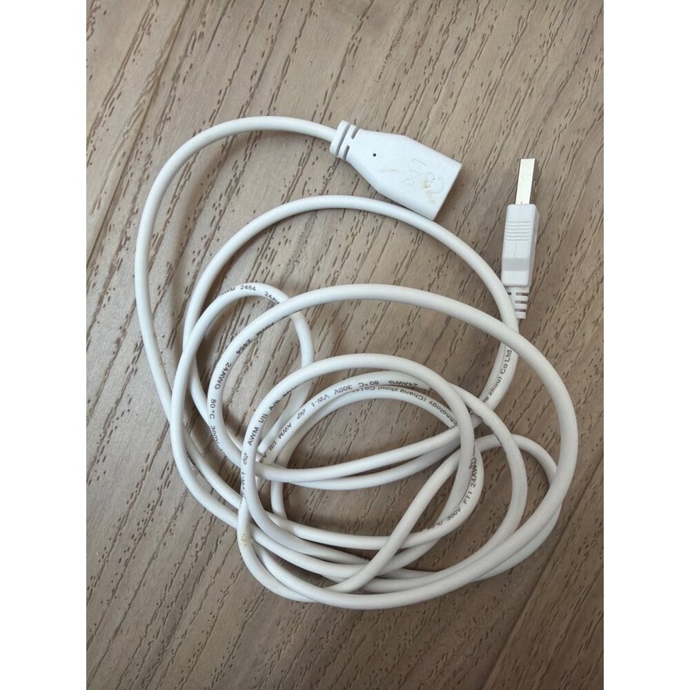 USB 2.0 Male To Female Extension Cable 6.5Ft White For Computer & Charging